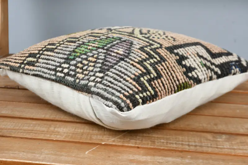 12x12 Brown Pillow Cover, Turkish Kilim Pillow, Pillow Case, Vintage Pillow, Tapestry Cushion, Bolster Pillow, Pillow for Couch - 4
