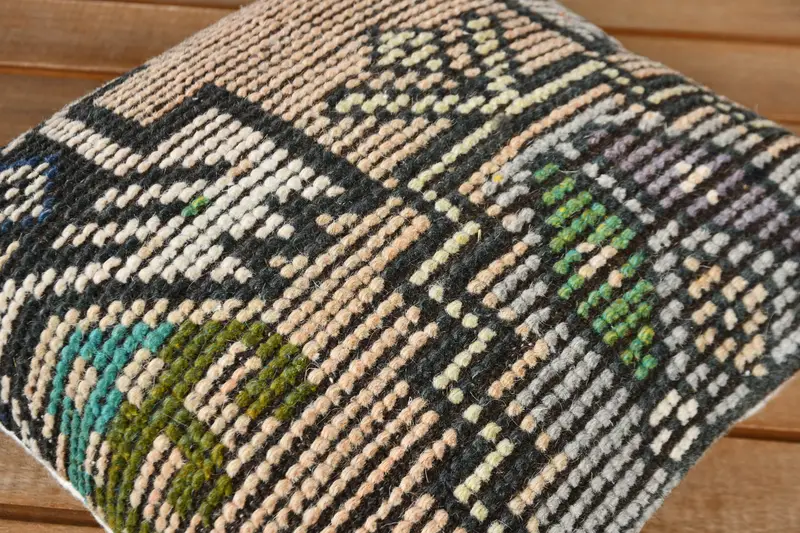 12x12 Brown Pillow Cover, Turkish Kilim Pillow, Pillow Case, Vintage Pillow, Tapestry Cushion, Bolster Pillow, Pillow for Couch - 3