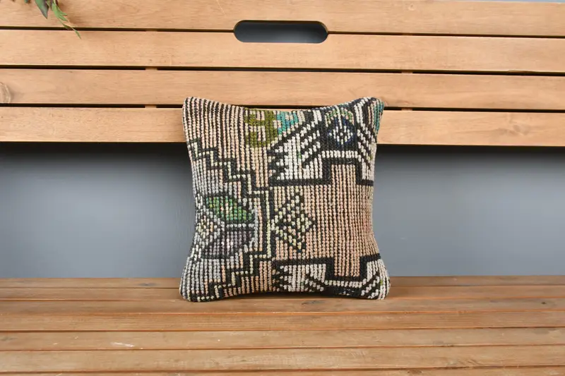 12x12 Brown Pillow Cover, Turkish Kilim Pillow, Pillow Case, Vintage Pillow, Tapestry Cushion, Bolster Pillow, Pillow for Couch - 6