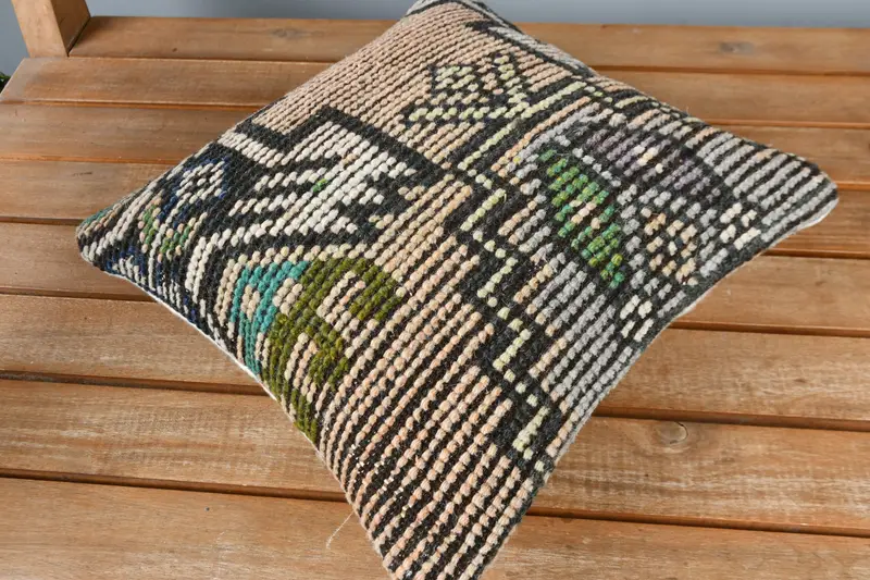 12x12 Brown Pillow Cover, Turkish Kilim Pillow, Pillow Case, Vintage Pillow, Tapestry Cushion, Bolster Pillow, Pillow for Couch - 2