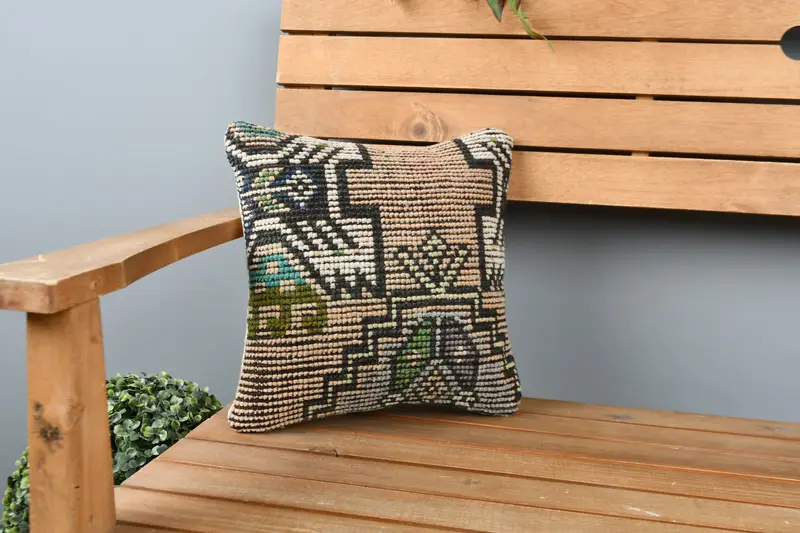 12x12 Brown Pillow Cover, Turkish Kilim Pillow, Pillow Case, Vintage Pillow, Tapestry Cushion, Bolster Pillow, Pillow for Couch - 1