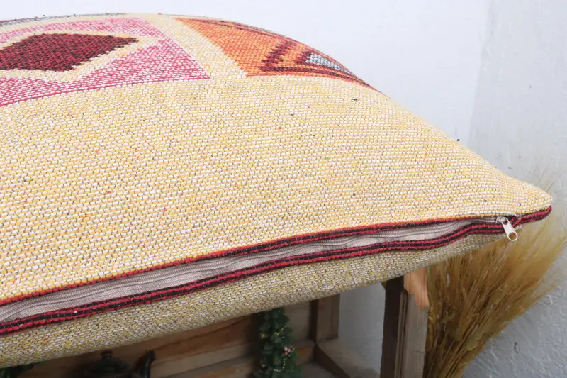 Boho Pillow Sham Cover, 24x24 Red Cushion Cover, Sofa Bolster Pillow Case, Gift Pillow, Authentic Pillow Case, Cushion Case, Vintage Pillow - 6