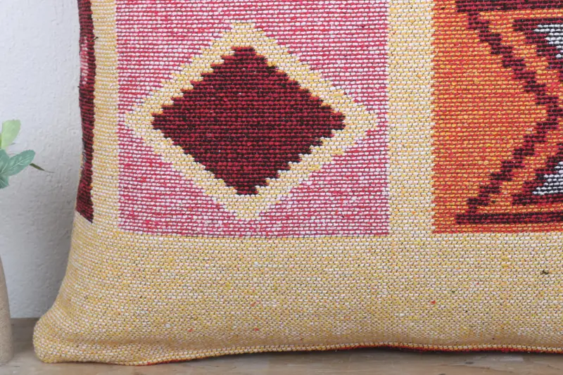 Boho Pillow Sham Cover, 24x24 Red Cushion Cover, Sofa Bolster Pillow Case, Gift Pillow, Authentic Pillow Case, Cushion Case, Vintage Pillow - 3