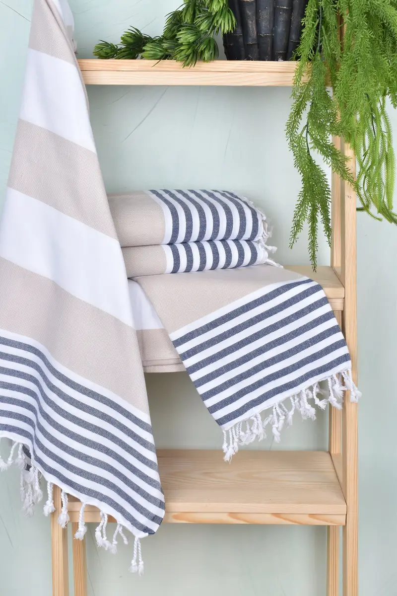 Bridesmaid Towel, Wedding Gift For Bride, Organic Turkish towel, Wedding Hand Made Gift, Luxury towel, Sand-free towel, 70x40 Cotton Striped Towel - 6