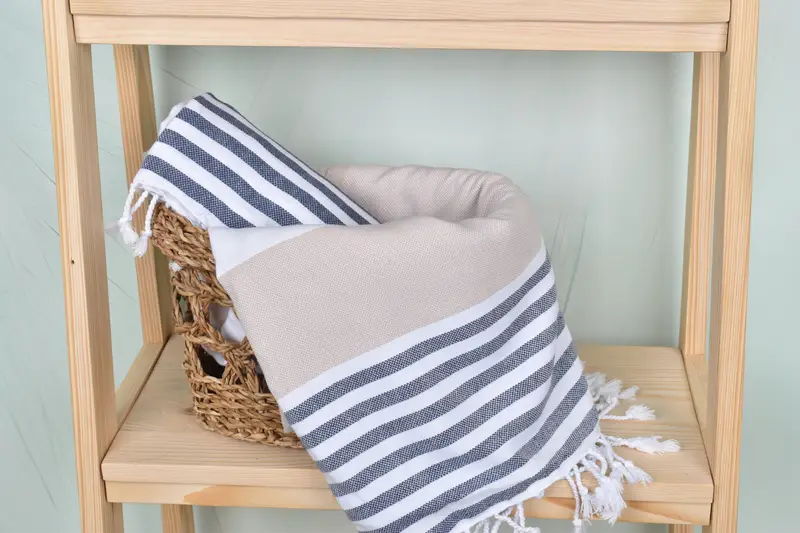 Bridesmaid Towel, Wedding Gift For Bride, Organic Turkish towel, Wedding Hand Made Gift, Luxury towel, Sand-free towel, 70x40 Cotton Striped Towel - 4