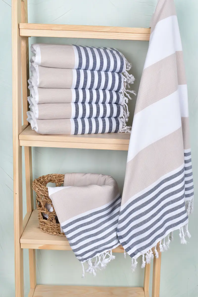 Bridesmaid Towel, Wedding Gift For Bride, Organic Turkish towel, Wedding Hand Made Gift, Luxury towel, Sand-free towel, 70x40 Cotton Striped Towel - 3