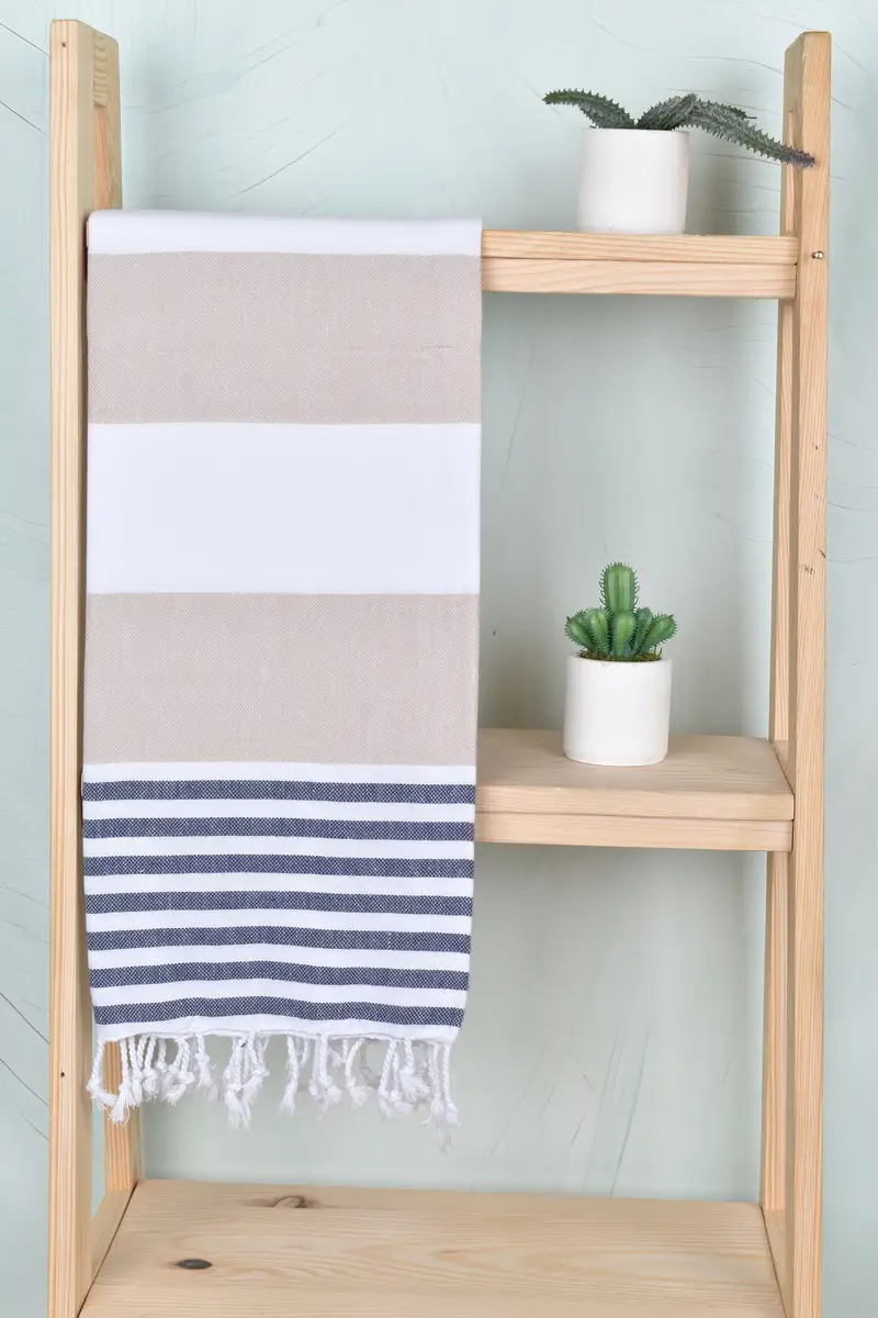 Bridesmaid Towel, Wedding Gift For Bride, Organic Turkish towel, Wedding Hand Made Gift, Luxury towel, Sand-free towel, 70x40 Cotton Striped Towel - 8