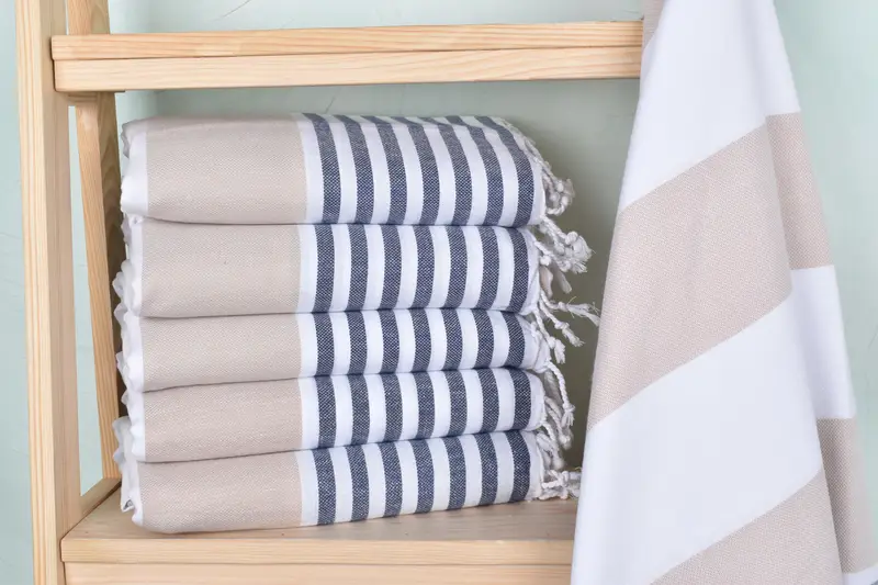 Bridesmaid Towel, Wedding Gift For Bride, Organic Turkish towel, Wedding Hand Made Gift, Luxury towel, Sand-free towel, 70x40 Cotton Striped Towel - 2