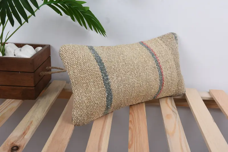 Kilim Pillow Cover, Interior Designer Pillow, 8x16 Beige Pillow Cover, Cushion Case, Bolster Cushion Cover, Vintage Pillow - 4