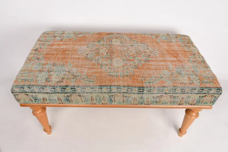 モジュール式キリム風オットマンセット、快適なトルコウールブレンドオットマン