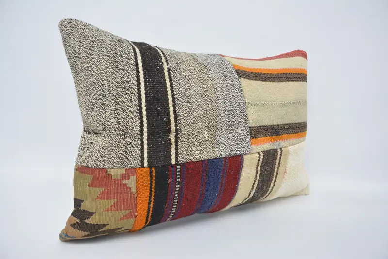 Boho Pillow Sham Cover, Kilim Pillow, 16x24 Red Cushion Case, Kilim Cushion Sham, Sofa Bolster Pillow Cover, Armchair Cushion Case, Pillow Cover - 3