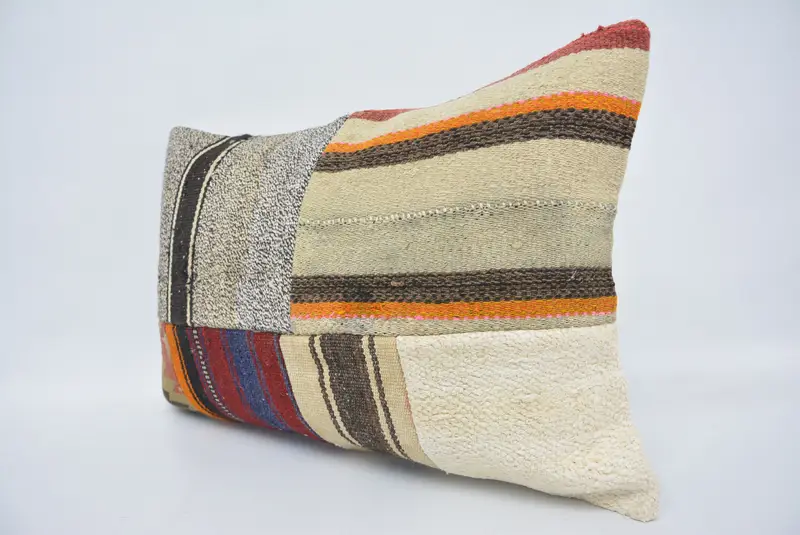 Boho Pillow Sham Cover, Kilim Pillow, 16x24 Red Cushion Case, Kilim Cushion Sham, Sofa Bolster Pillow Cover, Armchair Cushion Case, Pillow Cover - 4