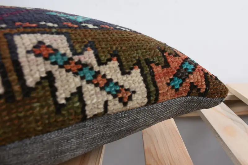 Bench Pillow Sham, Pillow, Pillow for Sofa, Cotton Cushion, 14x14 Blue Cushion, Home Decor Pillow, Throw Kilim Pillow, Natural Cushion Cover - 7