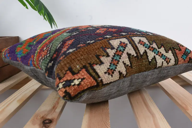 Bench Pillow Sham, Pillow, Pillow for Sofa, Cotton Cushion, 14x14 Blue Cushion, Home Decor Pillow, Throw Kilim Pillow, Natural Cushion Cover - 6