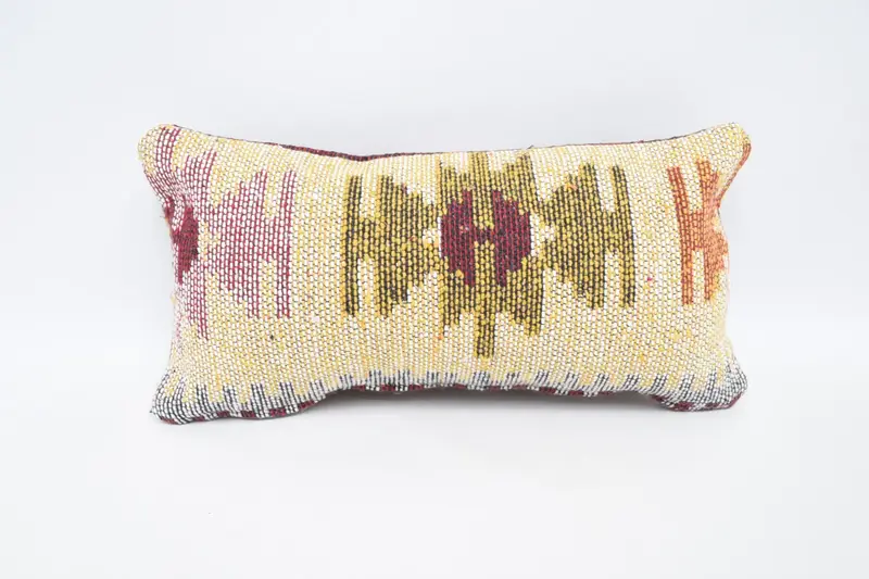 Throw Kilim Pillow, Pillow Sham, Wholesale Pillow Sham, 8x16 Red Cushion Cover, Interior Designer Pillow, Handmade Kilim Cushion - 6