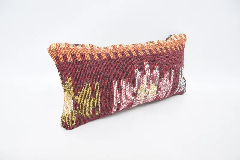 Throw Kilim Pillow, Pillow Sham, Wholesale Pillow Sham, 8x16 Red Cushion Cover, Interior Designer Pillow, Handmade Kilim Cushion - 3