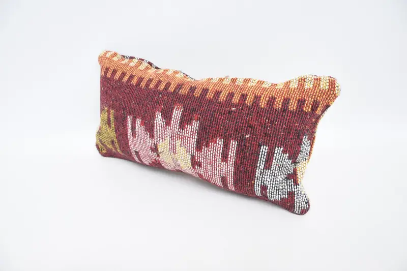 Throw Kilim Pillow, Pillow Sham, Wholesale Pillow Sham, 8x16 Red Cushion Cover, Interior Designer Pillow, Handmade Kilim Cushion - 4
