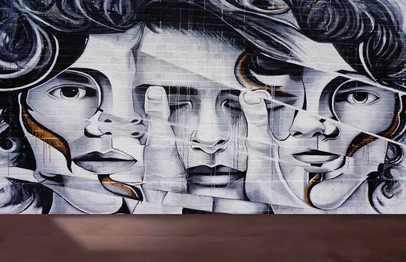 Moderne abstrakte Frauen-Graffiti-gedruckte Tapete für trendige Räume