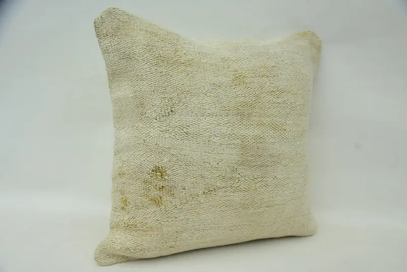 Cushion Cover, Natural Cushion Cover, Boho Pillow, Authentic Pillow, Ethnical Kilim Rug Pillow, Pillow for Couch, 16x16 Beige Cushion - 2