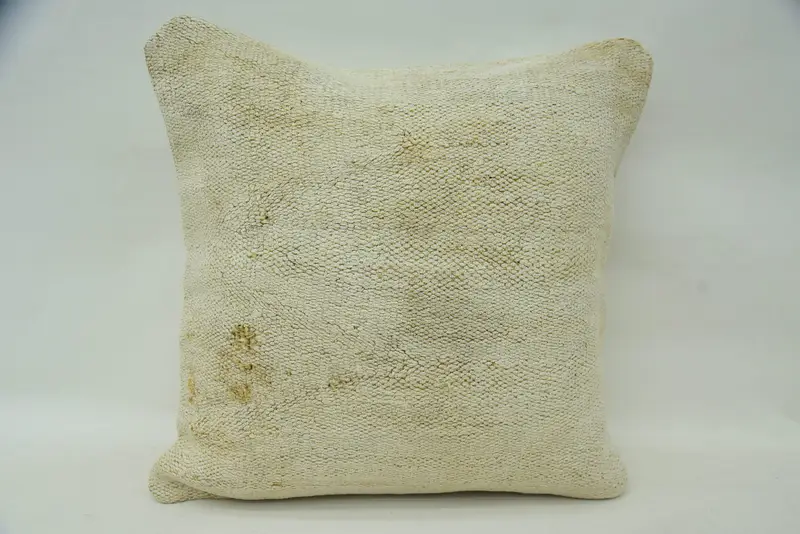 Cushion Cover, Natural Cushion Cover, Boho Pillow, Authentic Pillow, Ethnical Kilim Rug Pillow, Pillow for Couch, 16x16 Beige Cushion - 4