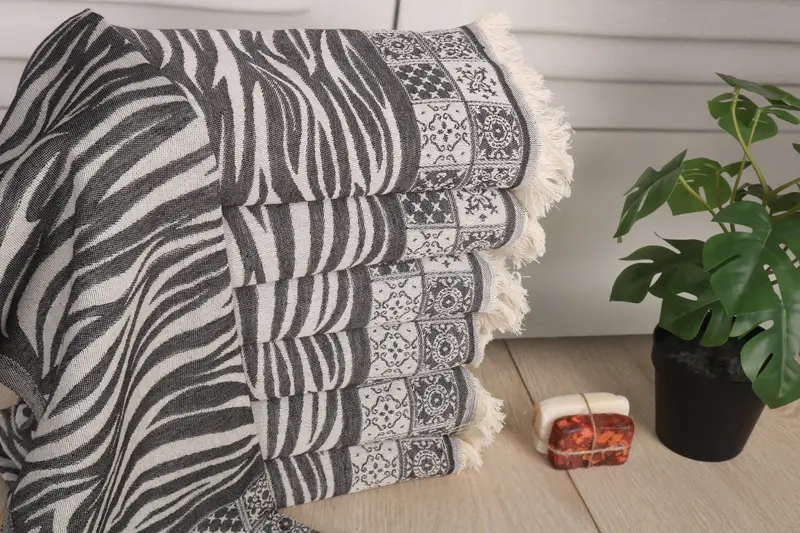 Kişiselleştirilmiş el havlu, el yapımı hediye, kişiselleştirilmiş bulaşık havlu, 28x20 pamuklu çizgili havlu, erkek bebek hediyesi, misafir havlu, Türk havlu el havlu - 1