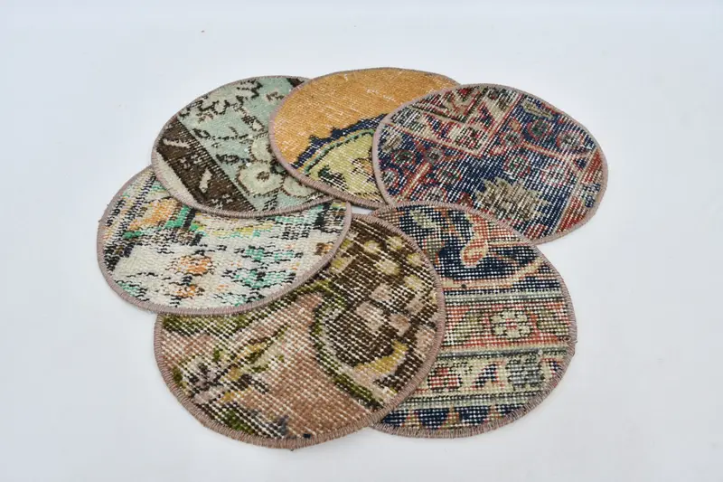 Juego de manteles individuales Bohemian Circle, algodón naranja y bronce