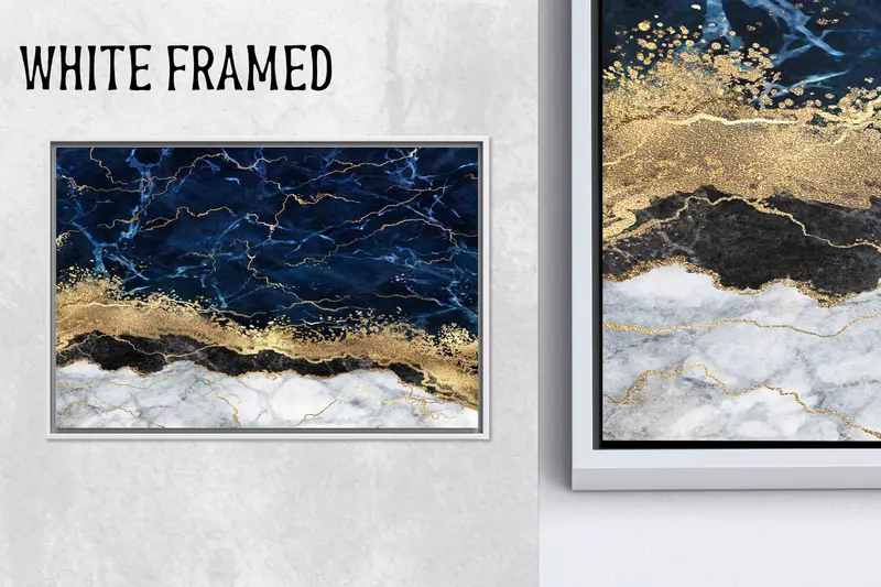Lacivert ve Altın Mermer Çağdaş Baskılı Kanvas Tablo