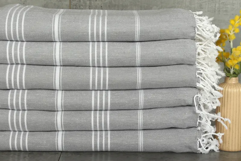 Couch Throw, 96x80 Cotton Striped Towel, Personalized Home Gift Wedding, Bachelorette Gifts, Bedspread, Turkish Bedcover, Tablecloth - 1