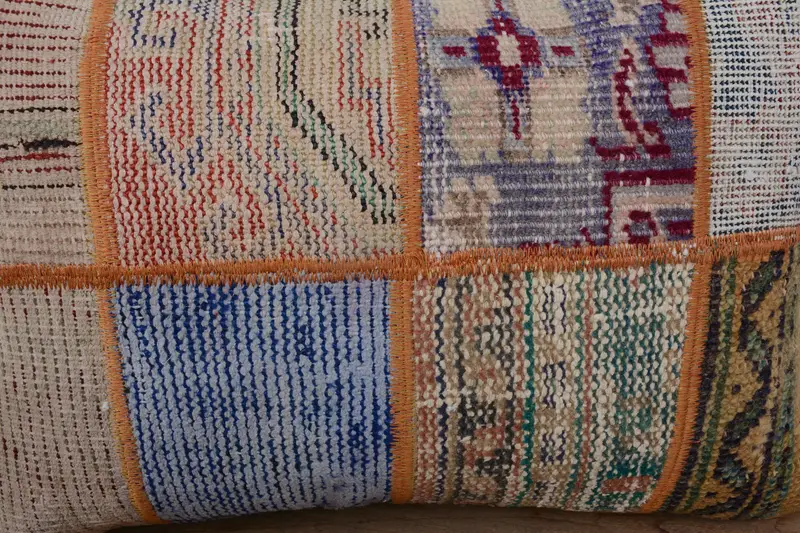 Meditation Cushion, Vintage Kilim Throw Pillow, Kilim Pillow, Pillow Cover, Turkish Pillow, 16x24 Red Cushion, Neutral Throw Pillow - 3