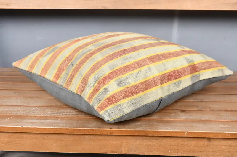 18x18 Gray Cushion Cover, Natural Pillow Sham, Decorative Bolster Pillow, Turkish Pillow, Pillow Case, Kilim Pillow Cover, Handmade Kilim Cushion - 4