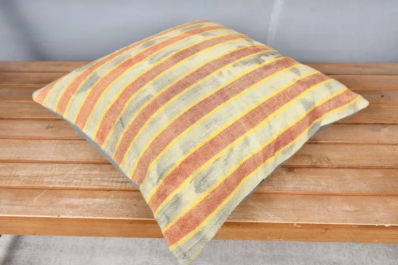 18x18 Gray Cushion Cover, Natural Pillow Sham, Decorative Bolster Pillow, Turkish Pillow, Pillow Case, Kilim Pillow Cover, Handmade Kilim Cushion - 2