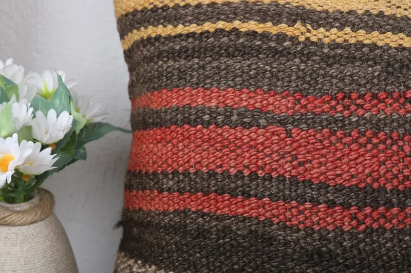 Vintage Kilim Pillow, Home Decor Pillow, Rustic Pillow, Ethnical Kilim Rug Pillow, 12x24 Red Cushion Cover, Pillow Case - 3