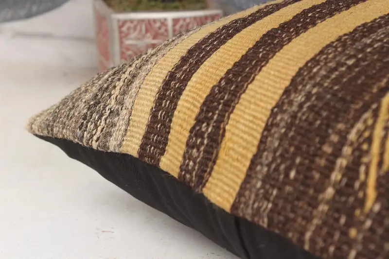 Rustic Cushion Cover, Boho Pillow Sham Cover, Pillow Sham, Vintage Pillow, 16x16 Yellow Pillow Sham, Vintage Kilim Throw Pillow, Cotton Pillow Case - 7