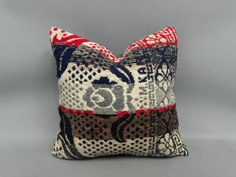 Retro Pillow Cover, Bench Pillow Cover, Turkish Pillow, Pillow Cover, Kilim Pillow Cover, Ethnical Kilim Rug Pillow, 20x20 Red Cushion - 1
