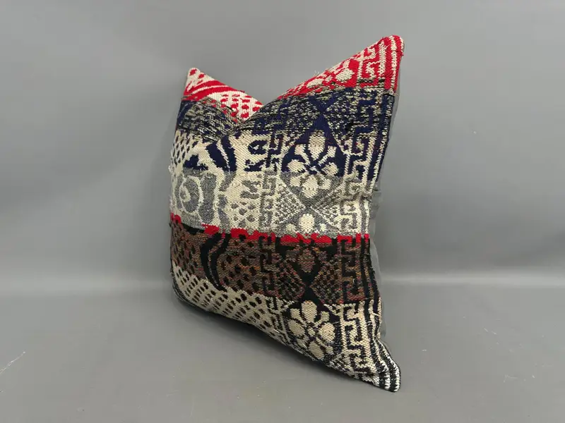 Retro Pillow Cover, Bench Pillow Cover, Turkish Pillow, Pillow Cover, Kilim Pillow Cover, Ethnical Kilim Rug Pillow, 20x20 Red Cushion - 3