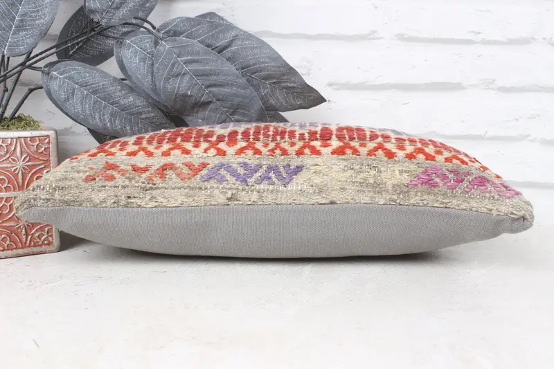 Throw Kilim Pillow, Traditional Pillow Case, Interior Designer Pillow, Handmade Kilim Cushion, Pillow, 8x16 Red Pillow Cover - 5
