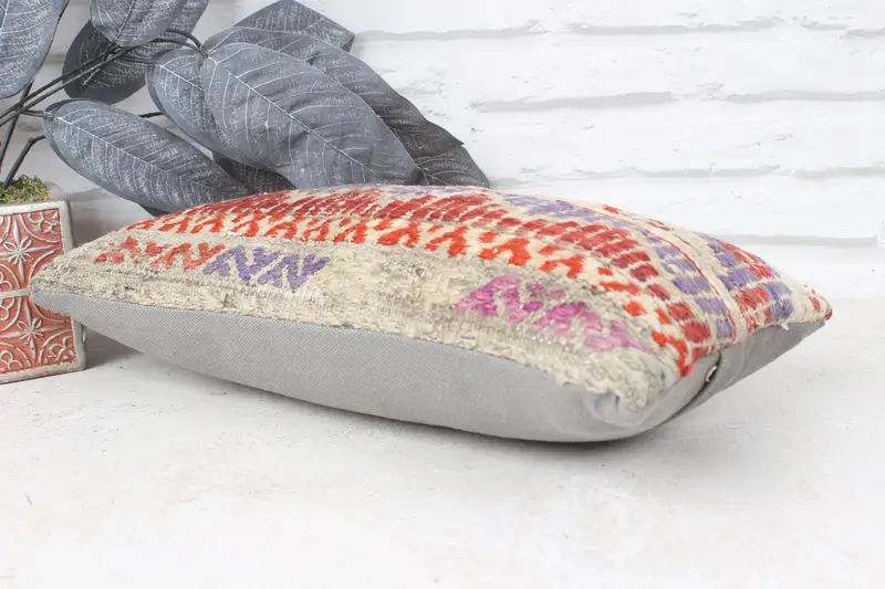 Throw Kilim Pillow, Traditional Pillow Case, Interior Designer Pillow, Handmade Kilim Cushion, Pillow, 8x16 Red Pillow Cover - 6