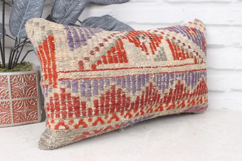 Throw Kilim Pillow, Traditional Pillow Case, Interior Designer Pillow, Handmade Kilim Cushion, Pillow, 8x16 Red Pillow Cover - 3