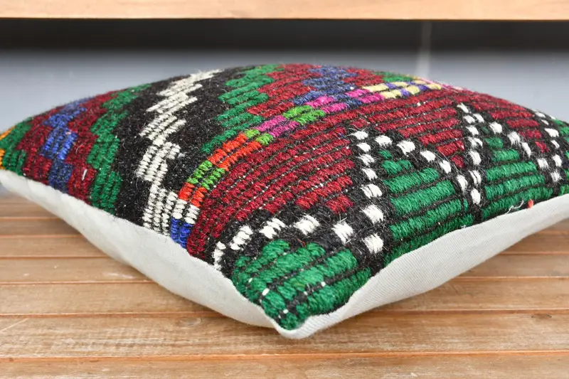 Office Chair Pillow Sham, Turkish Kilim Pillow, Cushion Case, Boho Pillow Sham Cover, Interior Designer Pillow, 18x18 Red Pillow Case - 3