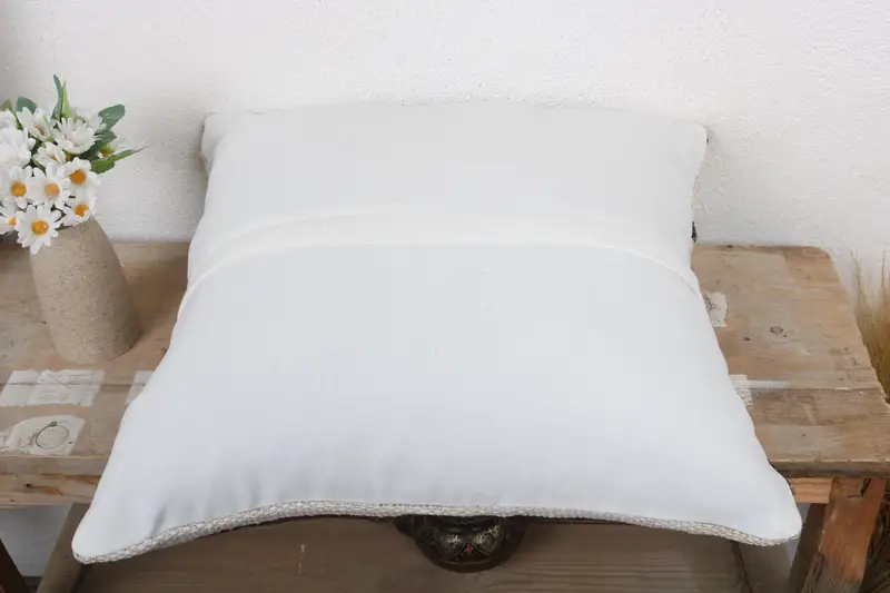 Vintage Kilim Pillow, Interior Designer Pillow, Wool Kilim Pillow Pillow Sham, 18x18 White Pillow Sham, Cushion Case, Kilim Pillow - 7
