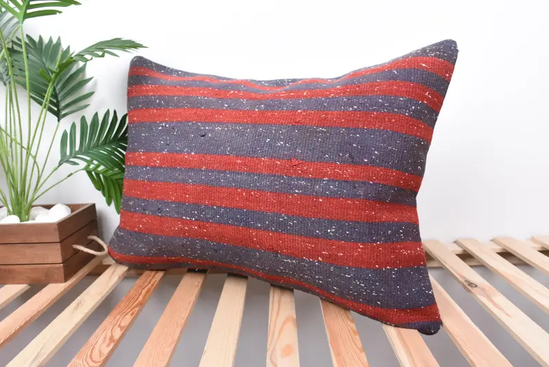 Seat Pillow, Turkish Kilim Pillow, Meditation Pillow, Pillow Case, Antique Pillows, 20x28 Red Pillow, Gift Pillow, Handmade Pillow - 5