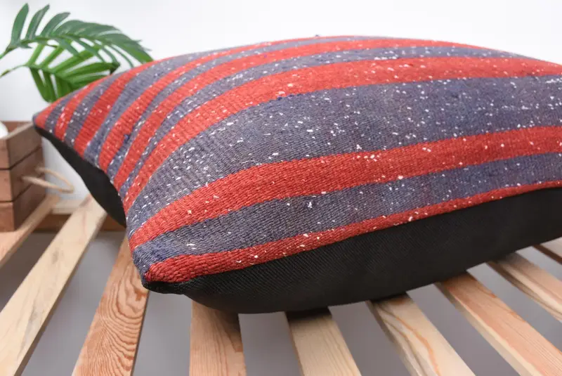 Seat Pillow, Turkish Kilim Pillow, Meditation Pillow, Pillow Case, Antique Pillows, 20x28 Red Pillow, Gift Pillow, Handmade Pillow - 6
