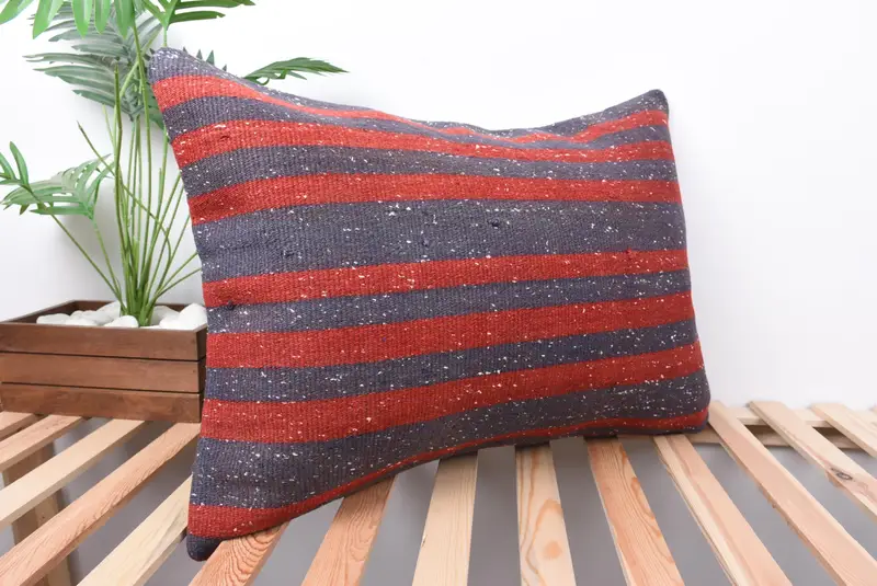 Seat Pillow, Turkish Kilim Pillow, Meditation Pillow, Pillow Case, Antique Pillows, 20x28 Red Pillow, Gift Pillow, Handmade Pillow - 4