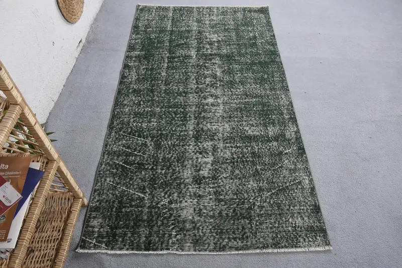 Grüner abstrakter Teppich, 3,5 x 6,3 Fuß, elegantes Dekor