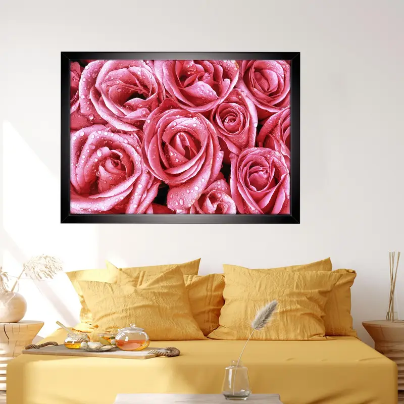 Modern Luxury Printed Glass: Pink Rose Floral Design