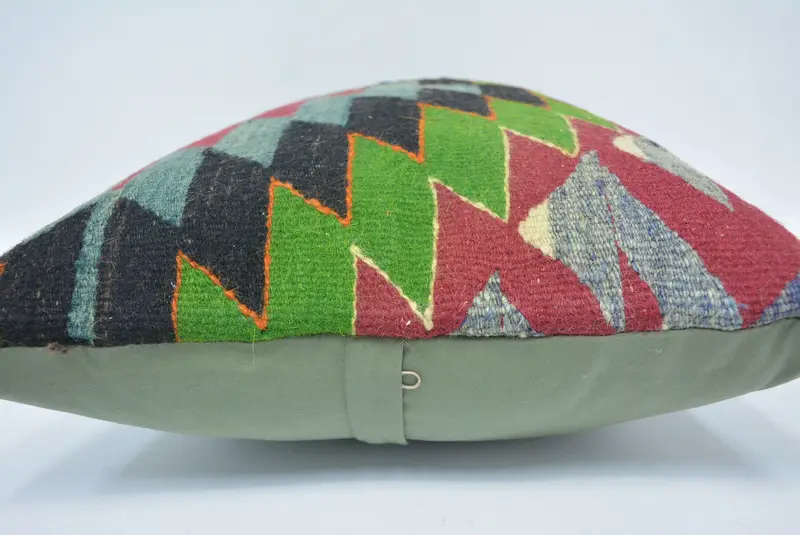Home Decor Pillow, Retro Throw Cushion Cover, Throw Kilim Pillow, 16x24 Green Cushion Case, Pillow Cover, Ethnical Kilim Rug Pillow - 5