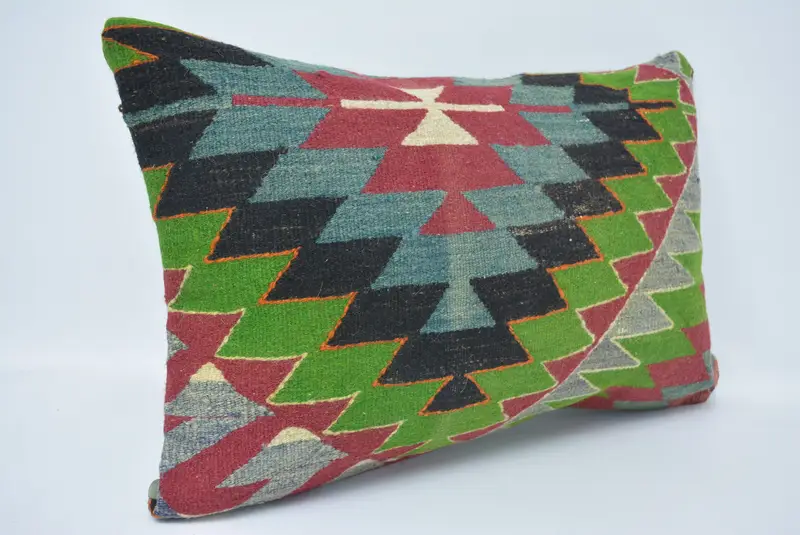 Home Decor Pillow, Retro Throw Cushion Cover, Throw Kilim Pillow, 16x24 Green Cushion Case, Pillow Cover, Ethnical Kilim Rug Pillow - 3