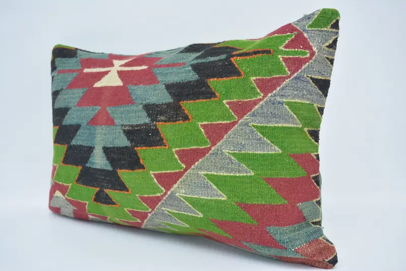 Home Decor Pillow, Retro Throw Cushion Cover, Throw Kilim Pillow, 16x24 Green Cushion Case, Pillow Cover, Ethnical Kilim Rug Pillow - 4