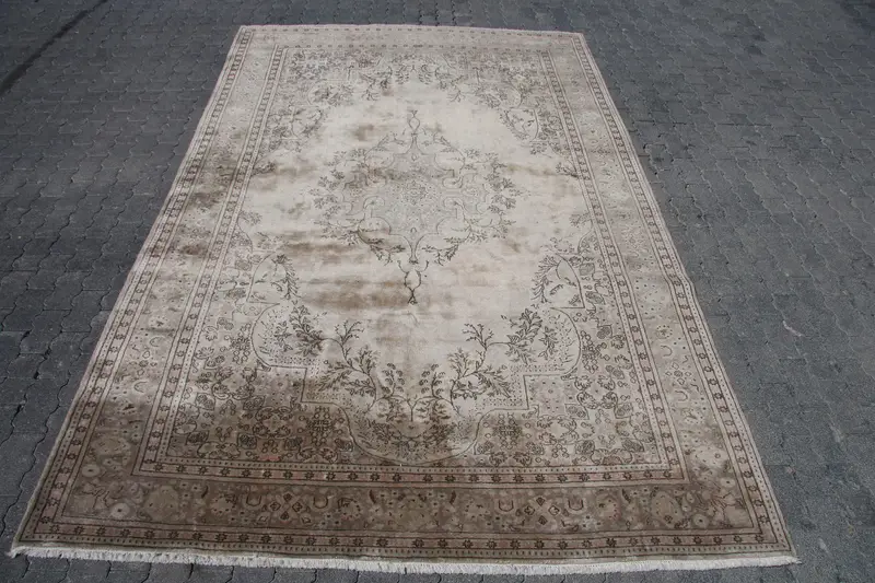 Turkish Vintage Rug 7.1x11 ft (216x335 cm), Oushak Brown Rug - 1