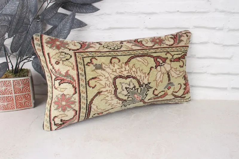 Tapestry Pillow Sham, Boho Pillow, 10x20 Green Pillow Cover, Vintage Cushion Case, Pillow for Couch, Boho Pillow Sham Cover, Pillow Cover - 3